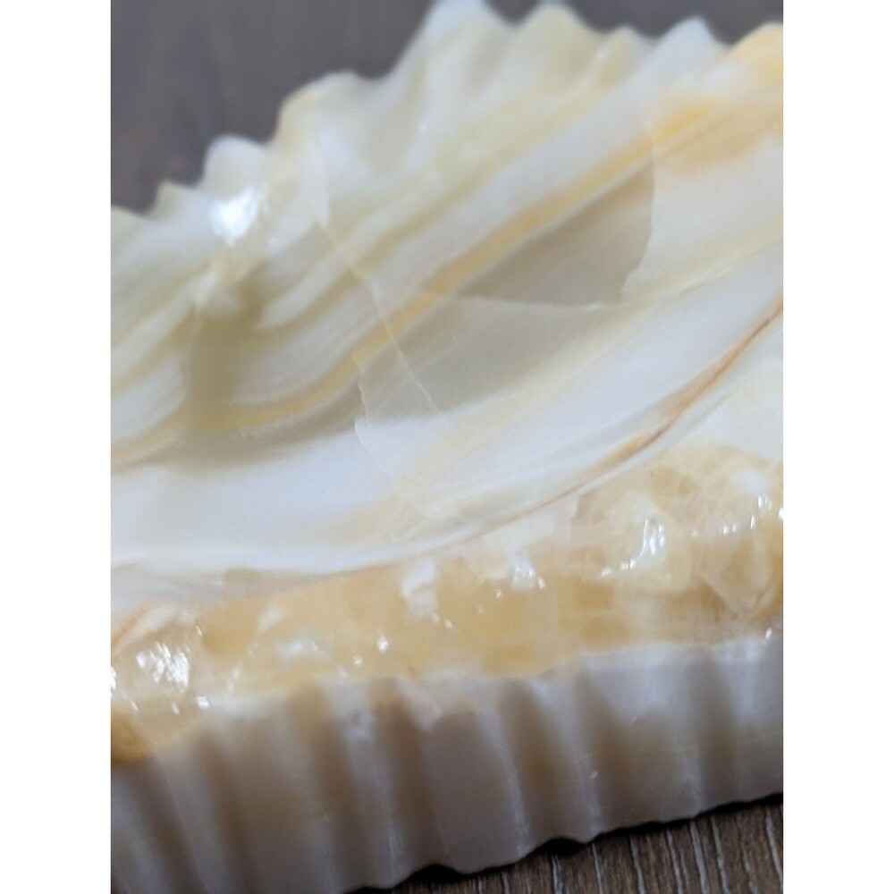 VTG Carved Natural Stone Ashtray Marble Onyx Calcite 1970s Cigarette Ridge Edges - Picture 6 of 9